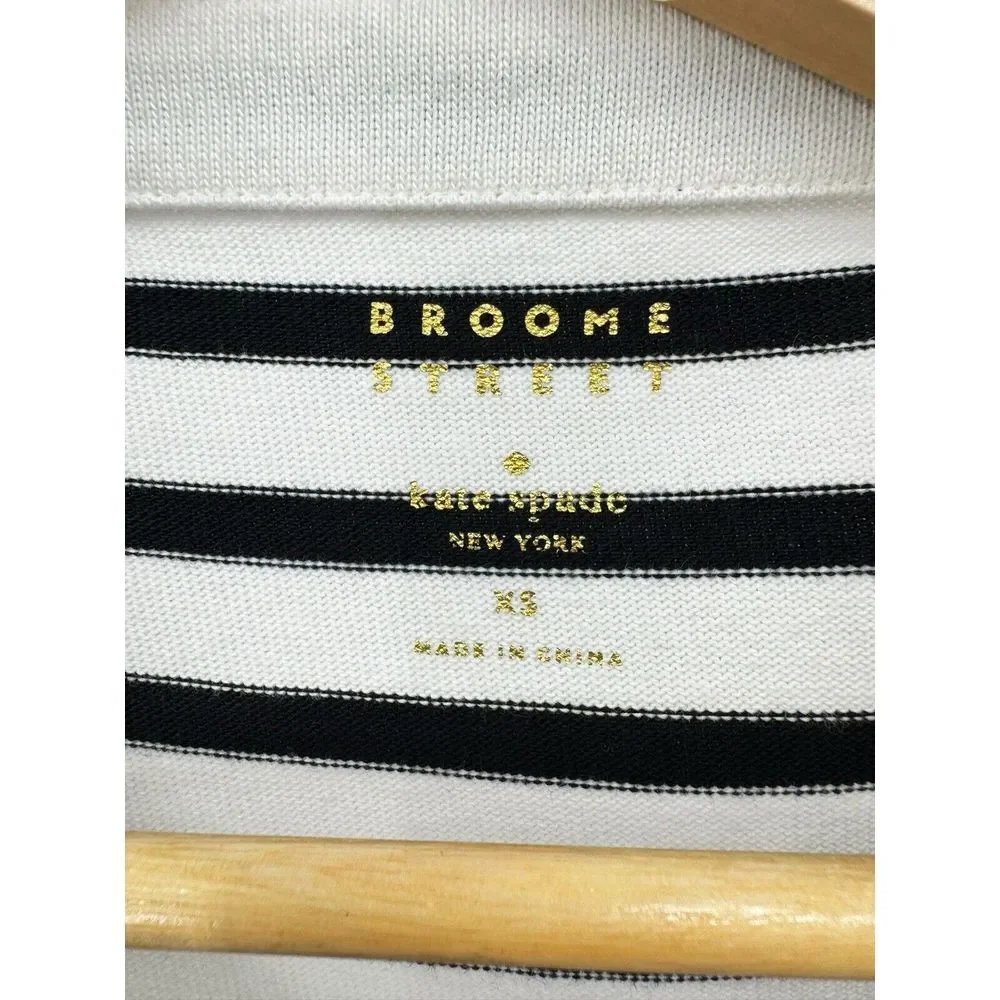 Broome Street Kate Spade Mini Dress‎ Size XS Black White Boat Neck Eyelet Ruffle